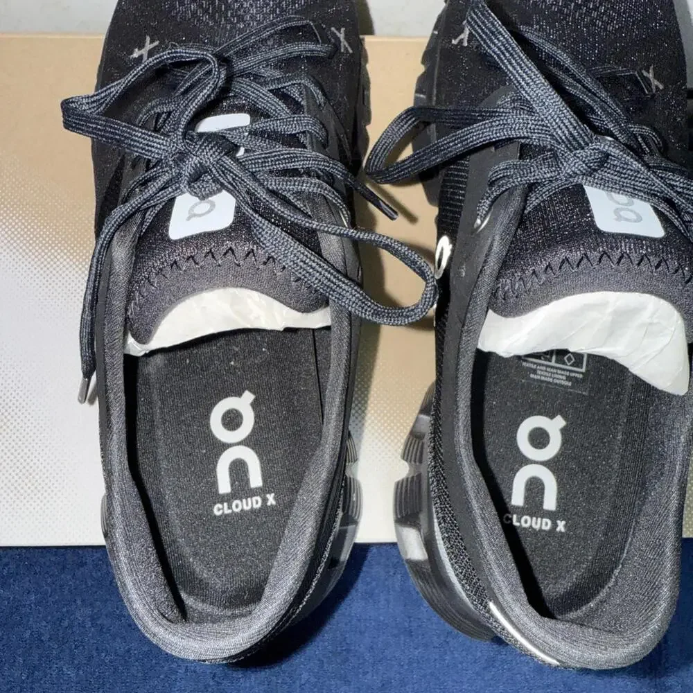 On Men's Cloud X 3 Sneakers, All Black - Size 7 Medium US Work Active Gorpcore